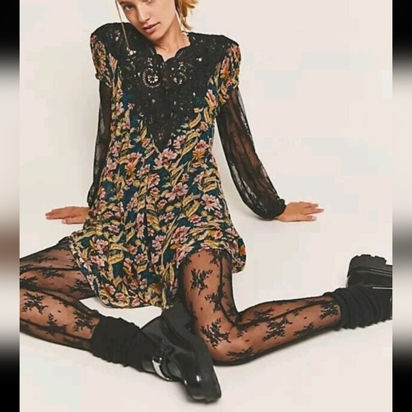 Free People Dresses & Skirts - Free People Margot Printed Dress Floral Puff Sleeve Scoop Neck Medium M